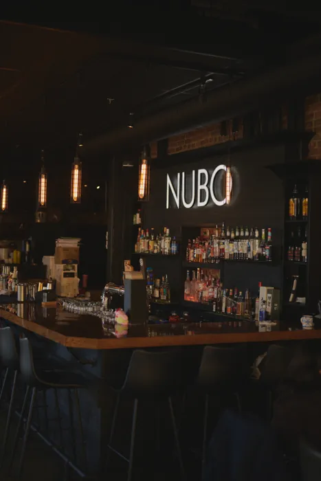 the bar, lights down